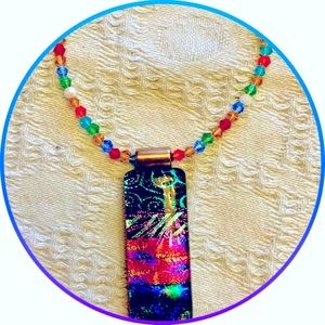 Dichroic pendant & Swarovski necklace